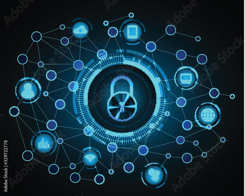 Closed Padlock on digital background, cyber security