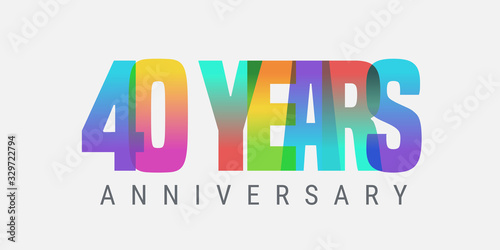 40 years anniversary vector icon, logo. Multicolor design element with modern style sign