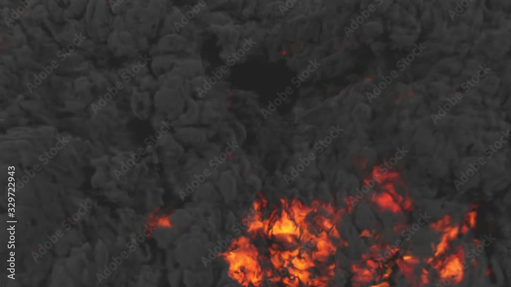 black smoke and fire covered the screen