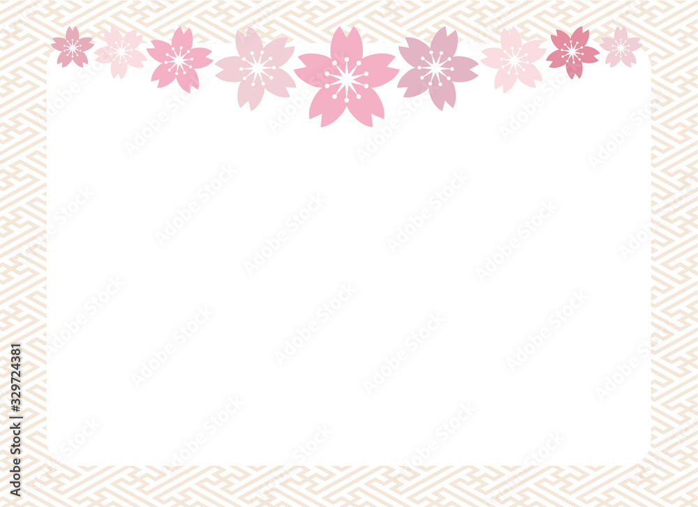 Sakura illustration and Japanese traditional frame vector background Sakura illustration and Japanese traditional frame vector background