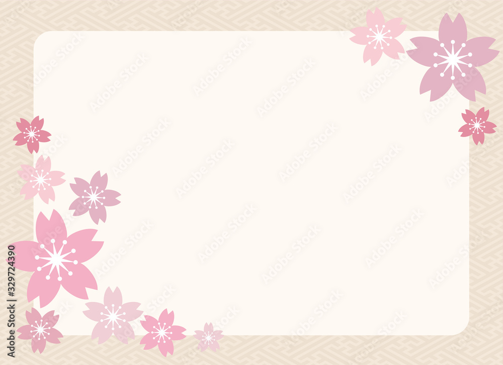 Sakura illustration and Japanese traditional frame vector background Sakura illustration and Japanese traditional frame vector background