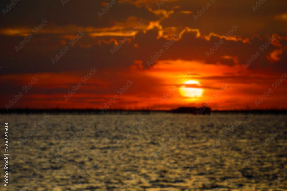 Blurred sunset on the sea