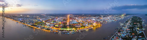Aerial view of  My Tho town center. Tien Giang  Vietnam. Mekong Delta. Near Ben Tre