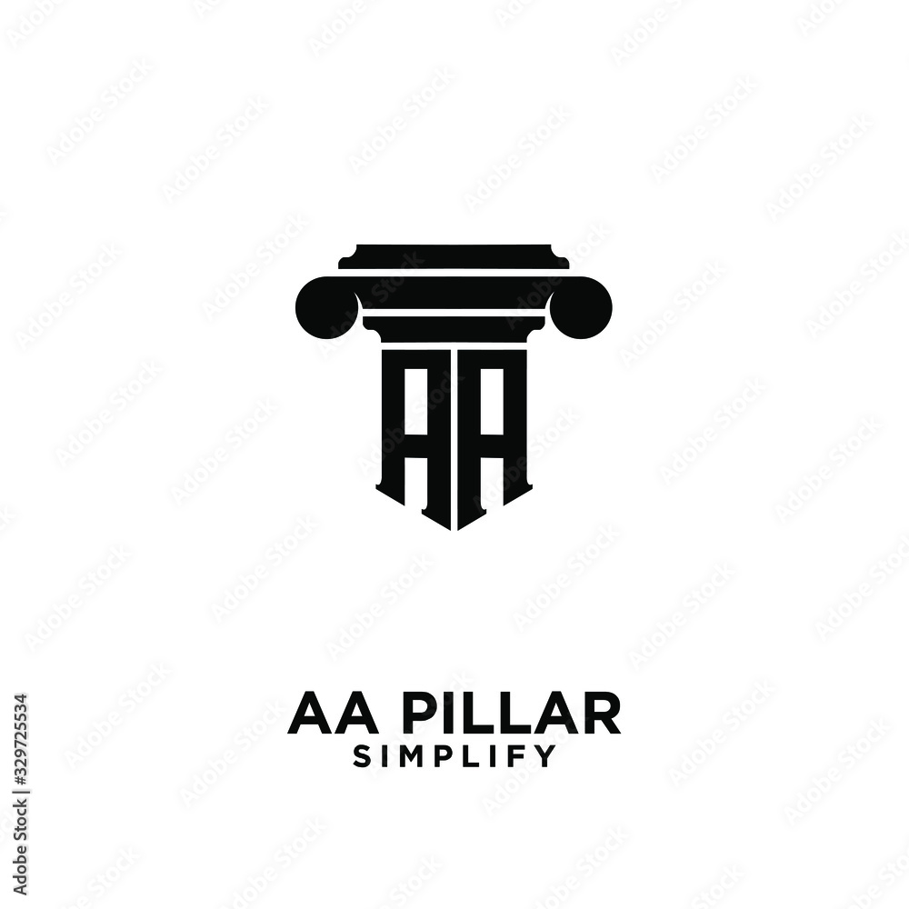 AA pillar letter initial law logo icon design vector