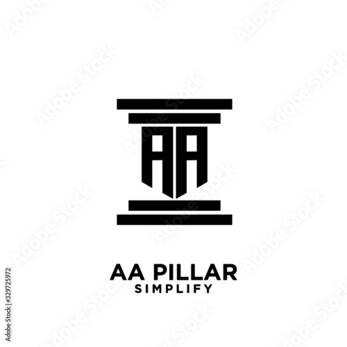 AA pillar letter initial law logo icon design vector