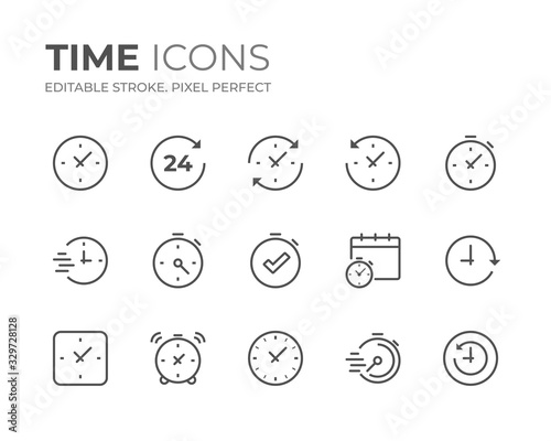 Time & Clock Line Icons Set