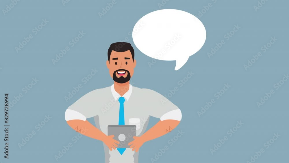 young businessman with speech bubble avatar character young businessman with speech bubble avatar character