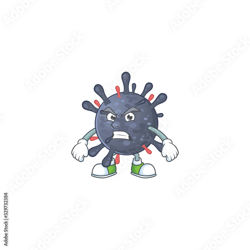 Charming coronavirus epidemic mascot design style waving hand