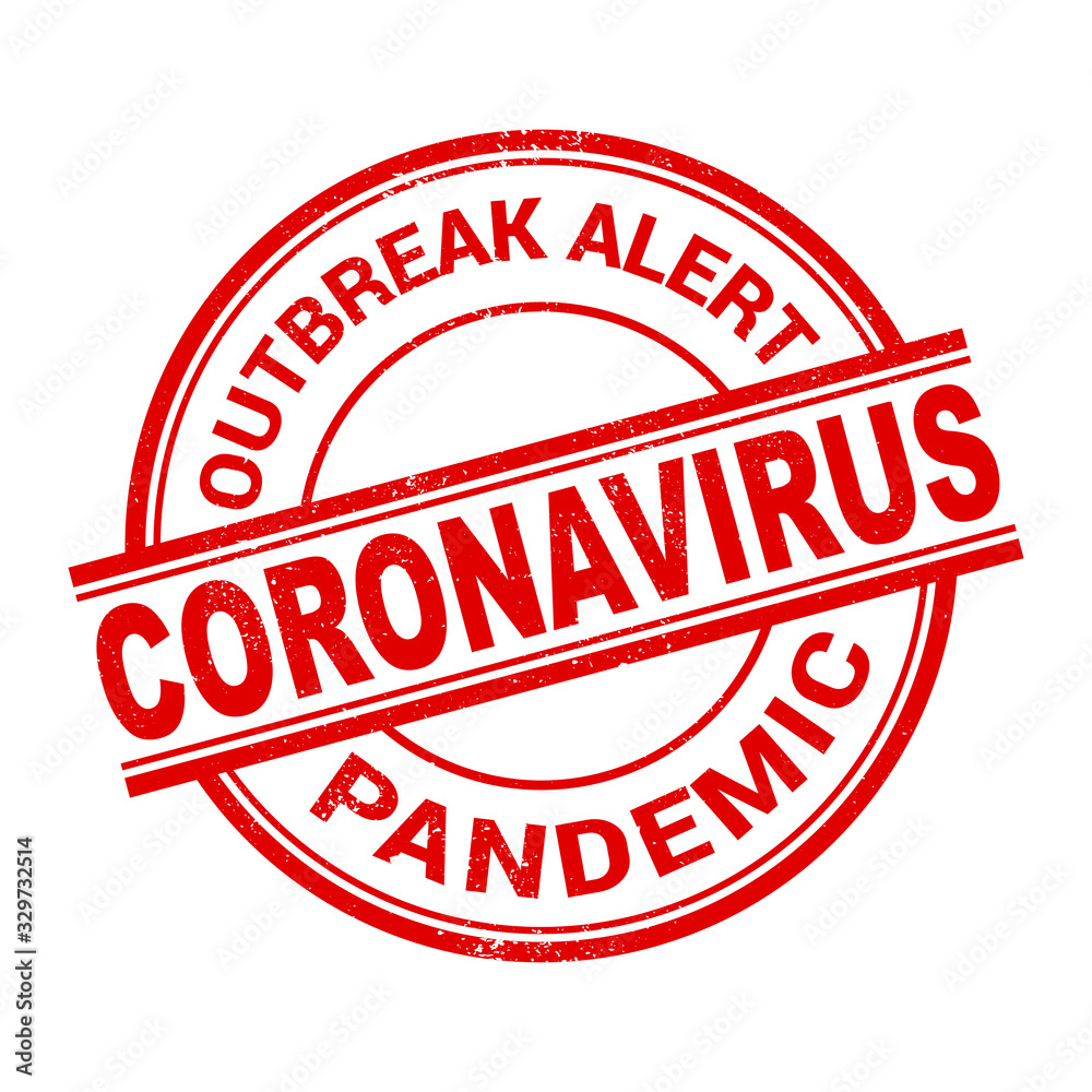 Coronavirus stamp. Red logo pandemic. Cornavirus covid19 alert