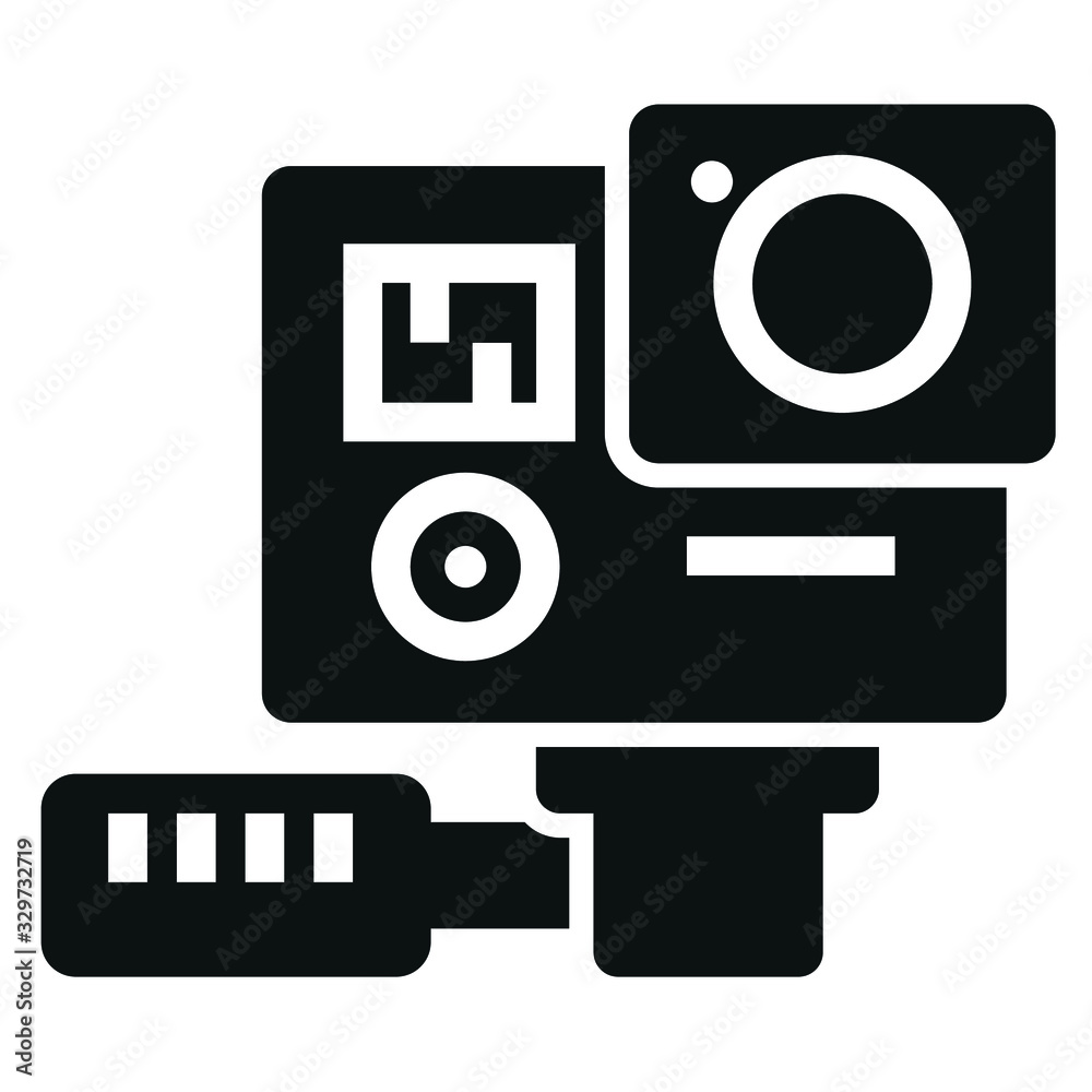 Action camera black icon on white background Action camera black icon on white background
