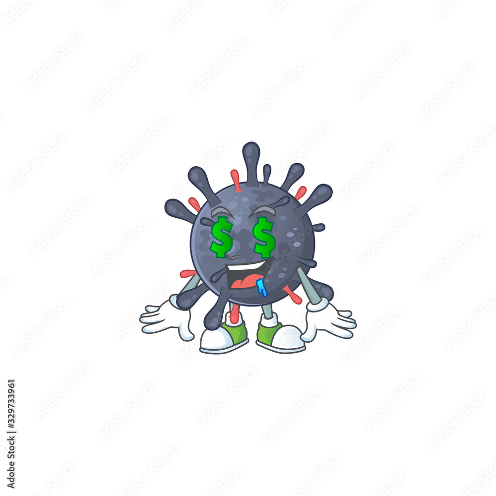 Rich coronavirus epidemic with Money eye mascot character concept Rich coronavirus epidemic with Money eye mascot character concept