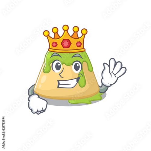 The Royal King of pudding green tea cartoon character design with crown