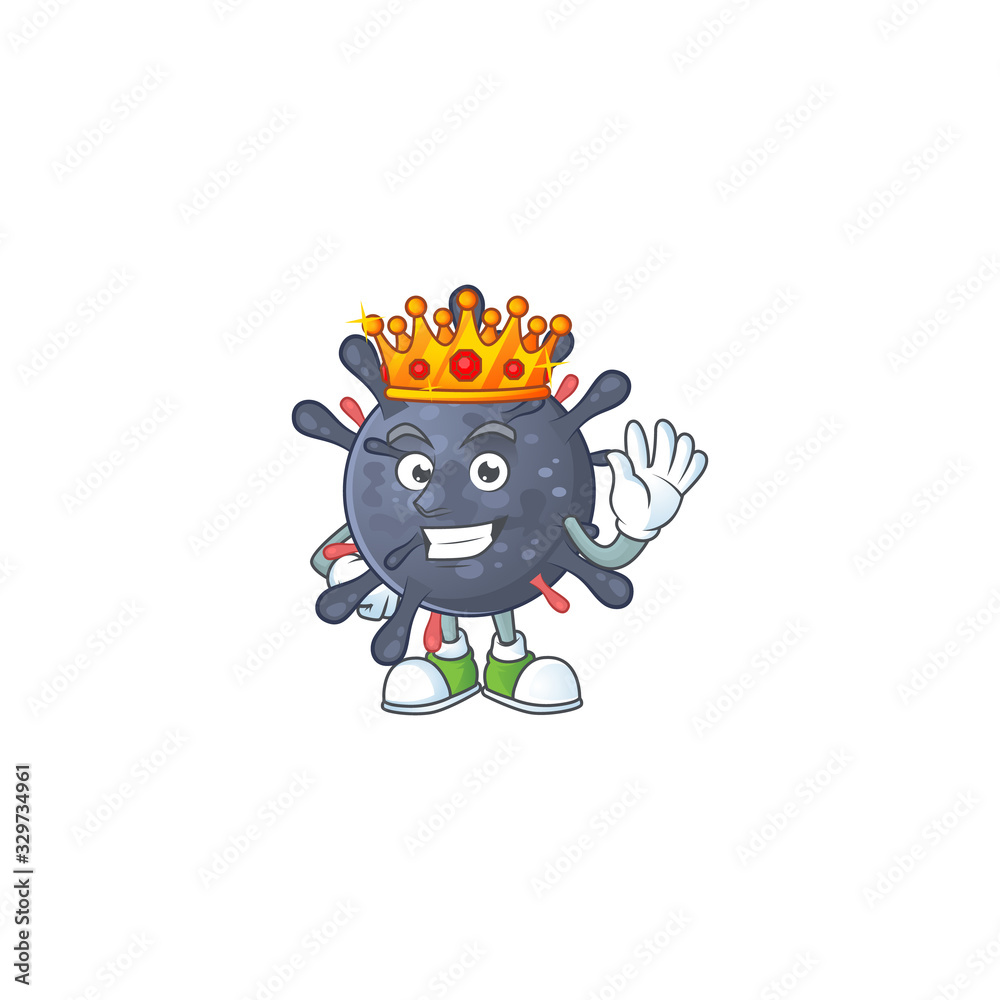 Naklejka premium A Charismatic King of coronavirus epidemic cartoon character design