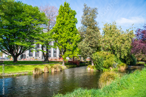 Beautiful and Tranquility view of Avon river the river runs through the beautiful scenery of Christchurch, New Zealand.