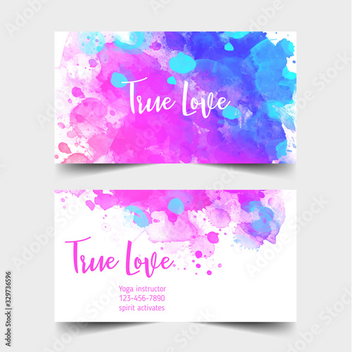 Stretch and Strength. Yoga card design. Colorful template for spiritual retreat or yoga studio. Ornamental business cards, oriental pattern. Vector illustration.