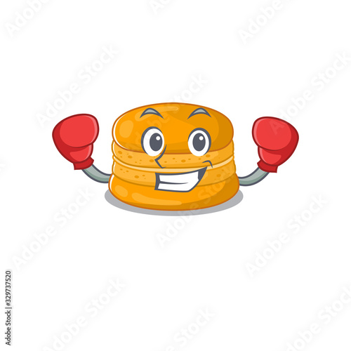 A sporty orange macaron boxing mascot design style