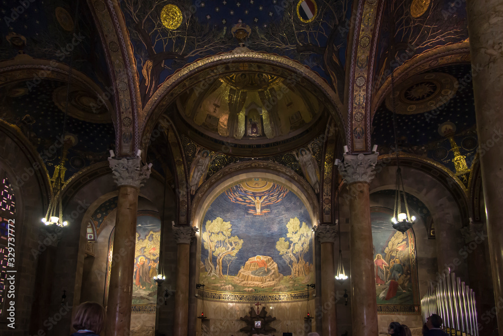 Interior of the Church of All Nations also known as the Basilica of the Agony in Jerusalem.