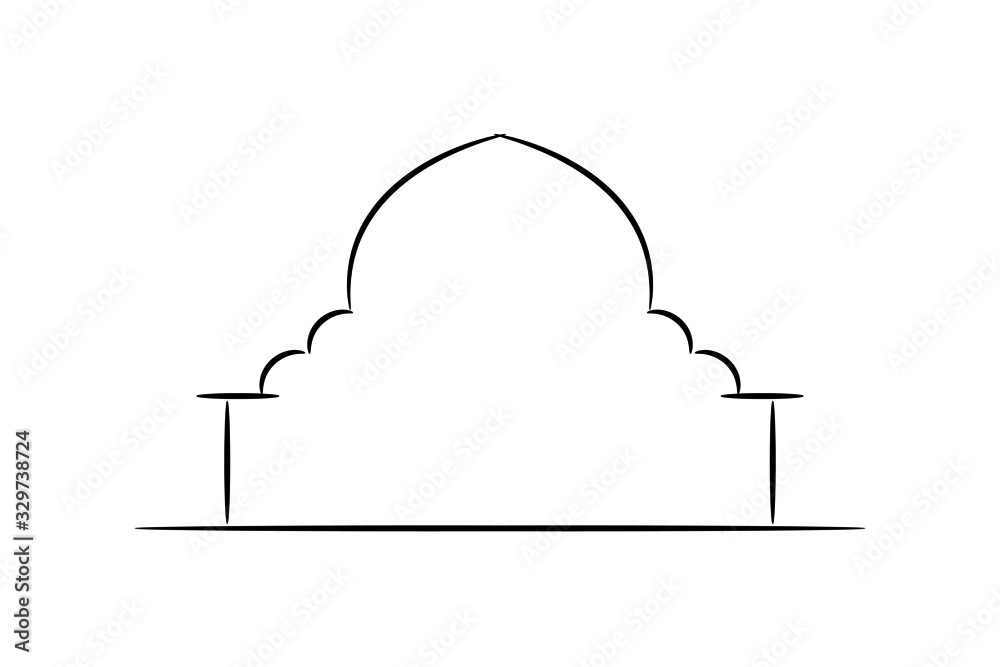 Fototapeta premium Simple masjid or mushola logo icon line art vector, suitable for logo, poster, brochure, background, presentation and graphic design