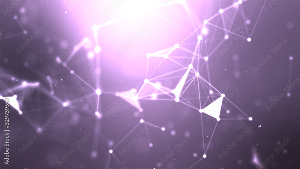 Abstract background Dot and connect line for cyber technology futuristic and network connection concept with dark and grain processed wide screen ratio.