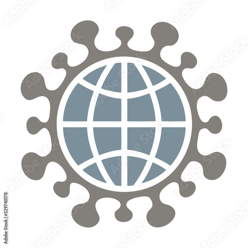 Coronavirus, COVID-19, Symbol, logo, icon, with earth symbol isolated on white. Global coronavirus infection concept.