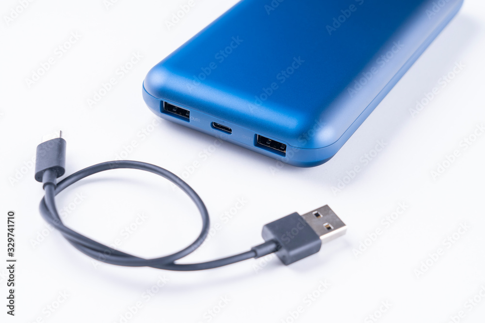 powerbank, close- up on a white background, selective focus powerbank, close- up on a white background, selective focus