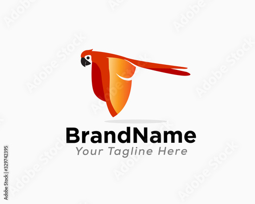 Flying high red parrots logo design inspiration