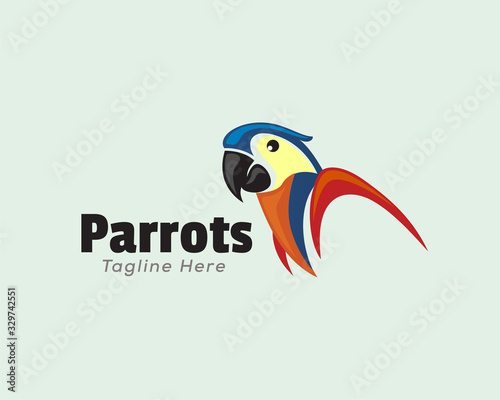 Simple parrots half body logo design inspiration