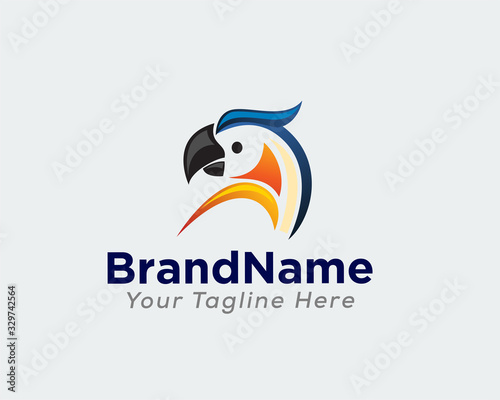 head parrots look back logo design inspiration