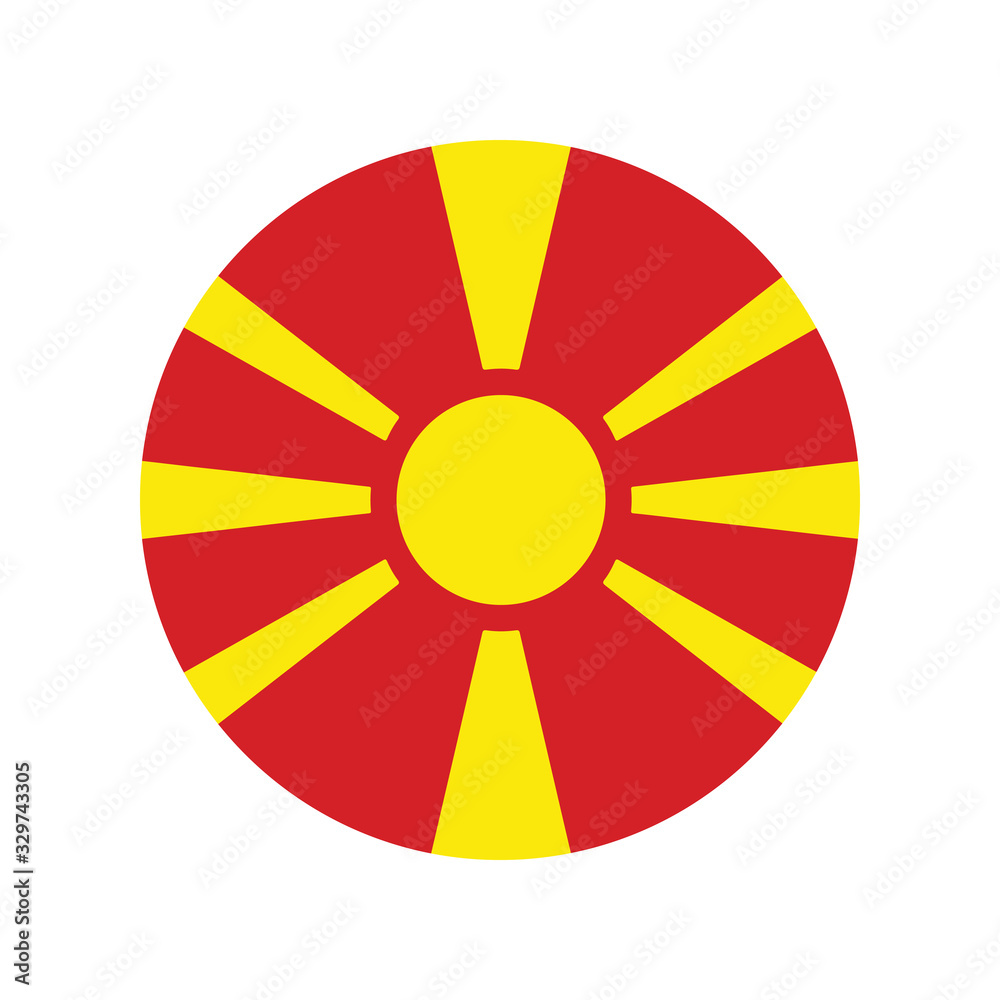 Macedonia national flag, National flag of Macedonia. Shiny round button with shadow.