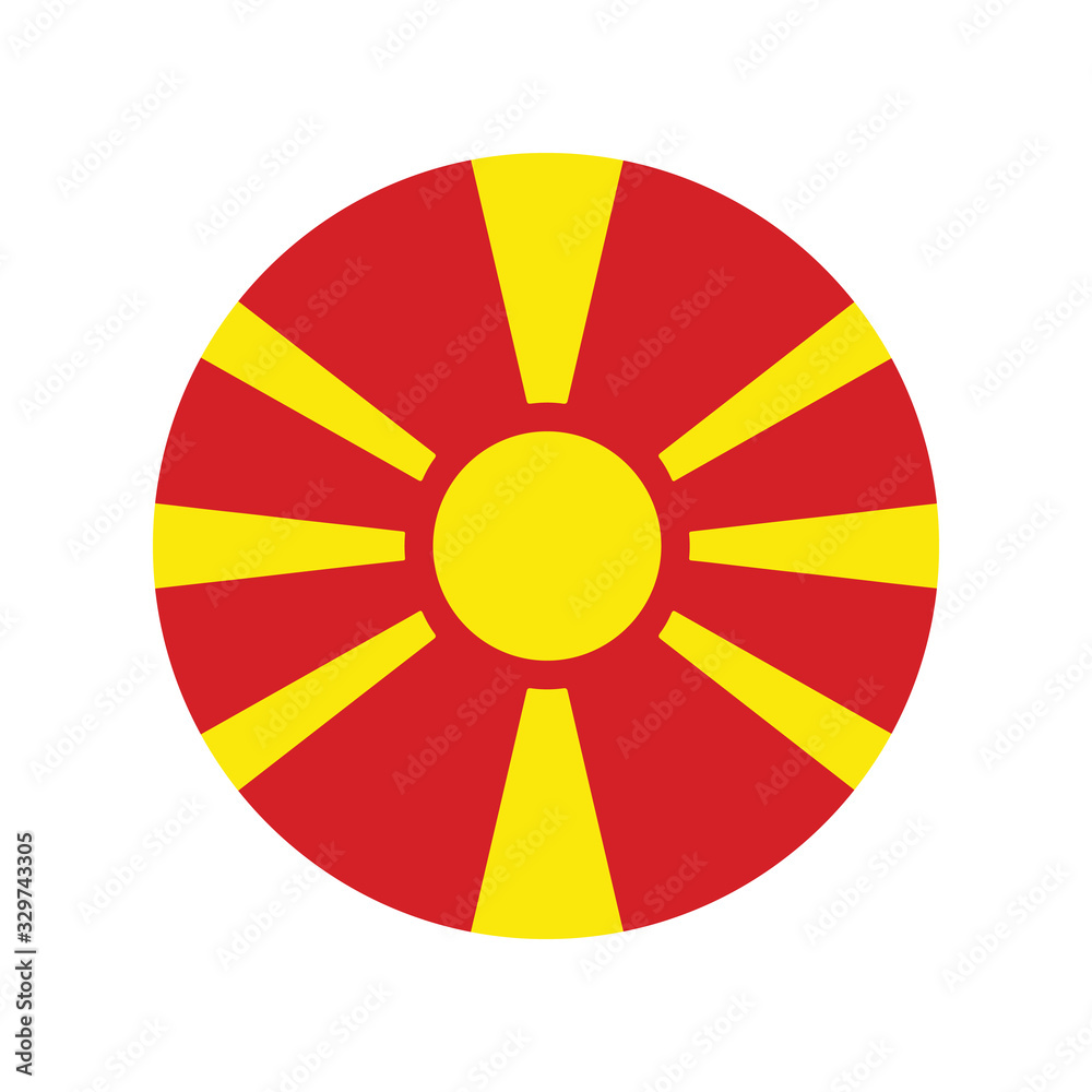 Macedonia national flag, National flag of Macedonia. Shiny round button with shadow. Macedonia national flag, National flag of Macedonia. Shiny round button with shadow.