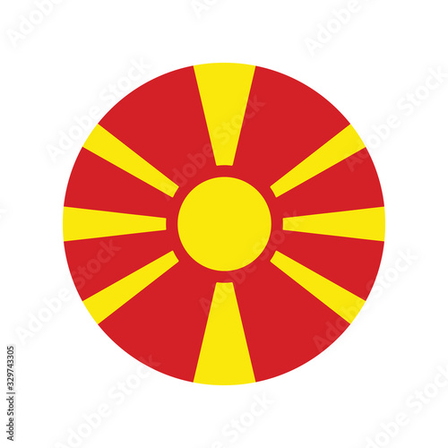 Macedonia national flag, National flag of Macedonia. Shiny round button with shadow.