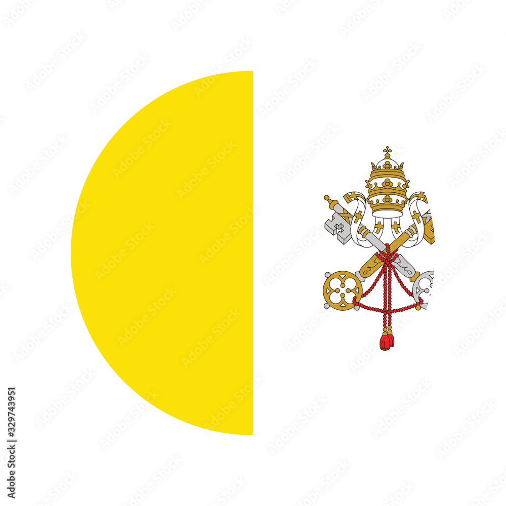 Flag Badge - Flag of the Vatican City Button Isolated on White, Vatican City national flag. Flag Badge - Flag of the Vatican City Button Isolated on White, Vatican City national flag.