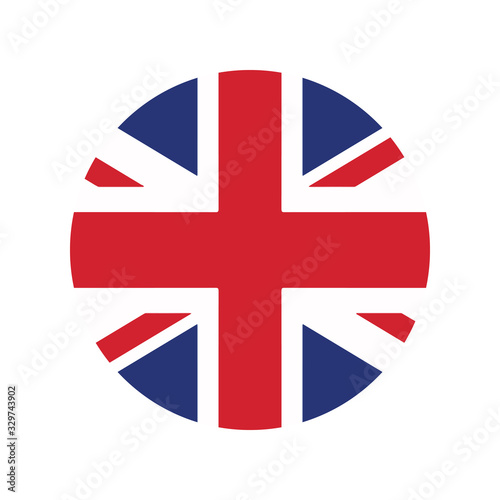 Flag of the United Kingdom, Britain flag circle. The symbol of Independence Day, a souvenir, a button for switching the language on the site, vector icon.