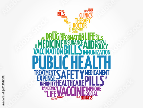 Public health apple word cloud, healthcare concept background
