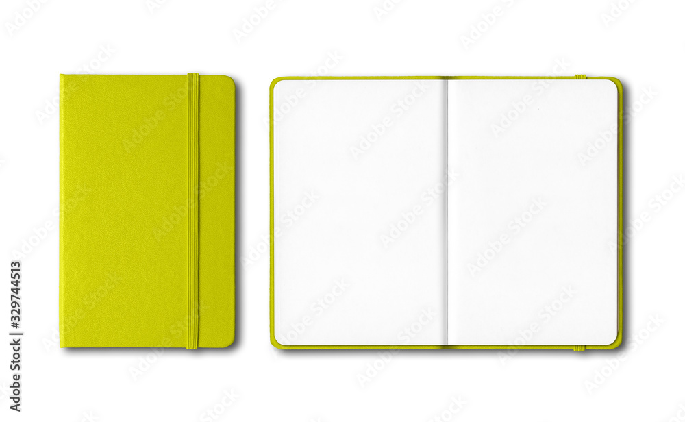 © daboost - Lime green closed and open notebooks isolated on white © daboost - Lime green closed and open notebooks isolated on white
