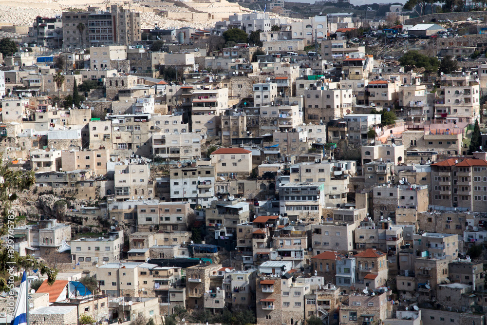 dense buildings in one of the Jerusalem areas in Israel