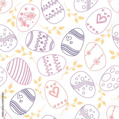 Colorful easter eggs seamless pattern background.	