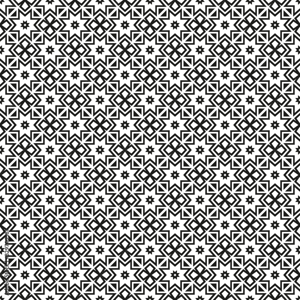 Geometric pattern in black and white. Vector seamless pattern.