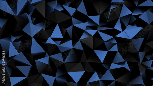 Abstract screensaver with geometric triangular shapes. Fashionable creative space composition. 3D illustration.
