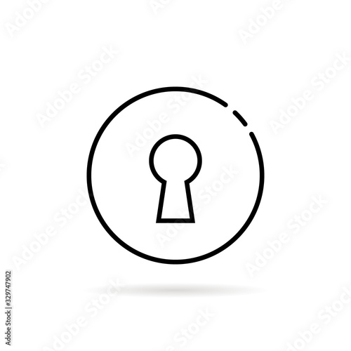 thin line round keyhole door icon