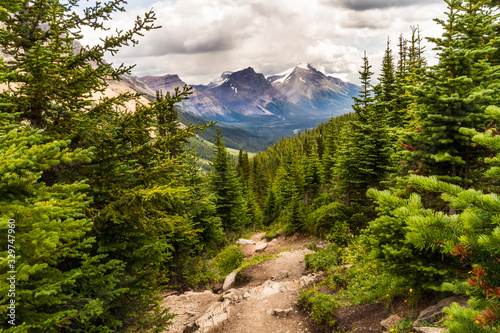 The Rocky Mountains   View of Mount Hector from the hiking trail to Helen Lake in Banff National Park, Alberta, Canada  photo