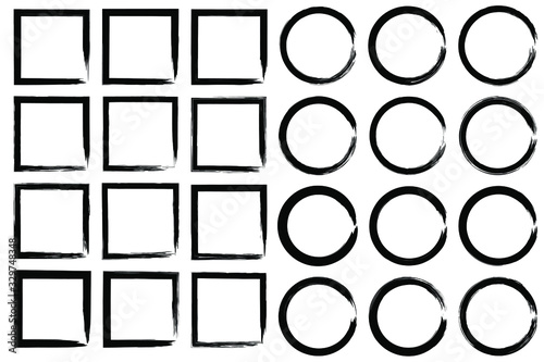 EPS 10 vector. Set of grunge black circles and frames.