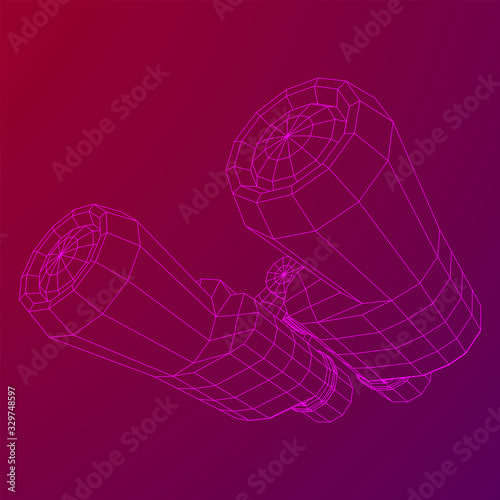 Abstract image of a binoculars. Searching or business vision concept. Wireframe low poly mesh vector illustration
