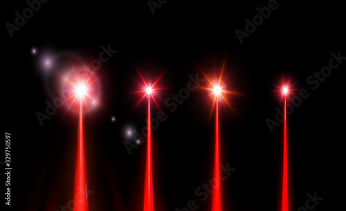 red laser beam set. vector illustration