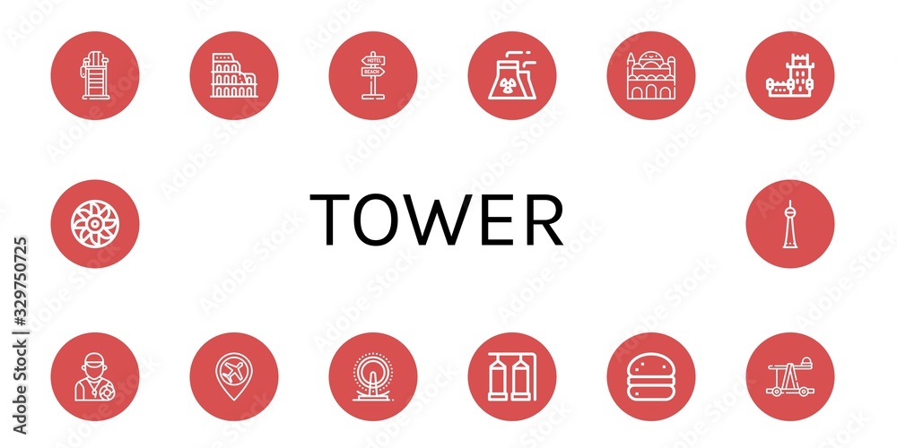 tower icon set tower icon set