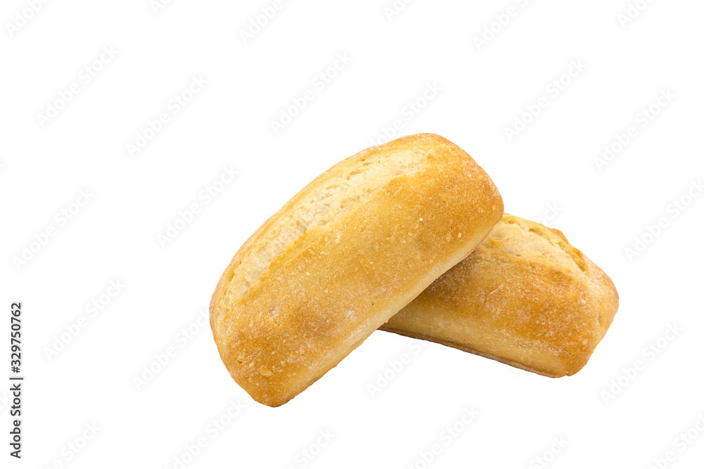 Two buns made from wheat flour, bread. Isolated on a white background. Two buns made from wheat flour, bread. Isolated on a white background.