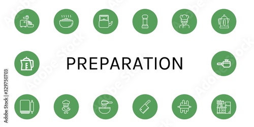 preparation icon set