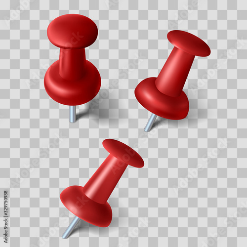 set of realistic pin with shadow. vector illustration