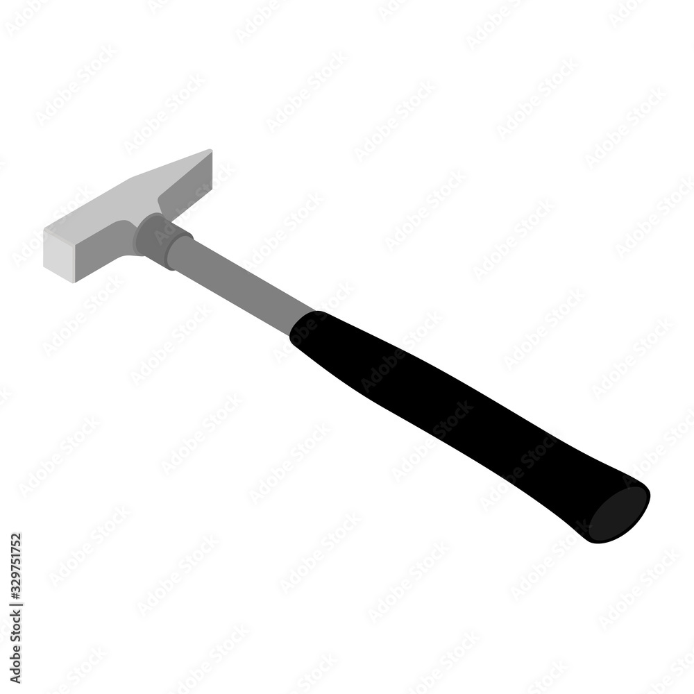 Hammer with black, rubber handle vector. Worker equipment, tools Hammer with black, rubber handle vector. Worker equipment, tools