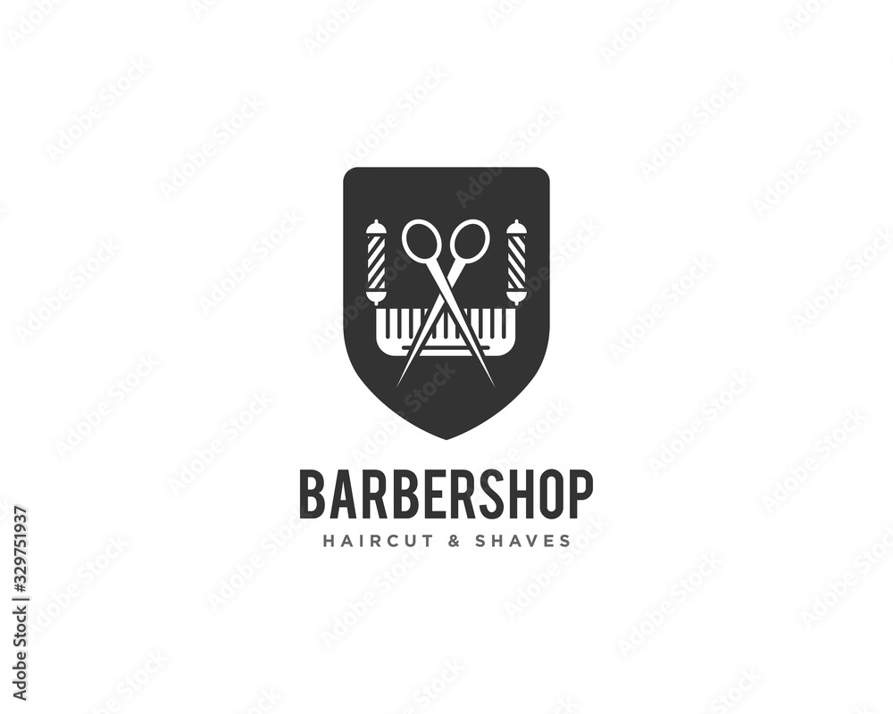 Barbershop or Haircut Logo Icon Design Vector